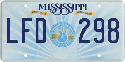 MS license plate LFD298