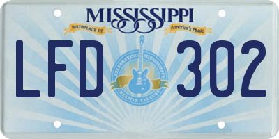 MS license plate LFD302