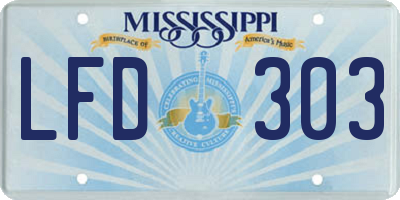MS license plate LFD303