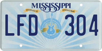 MS license plate LFD304
