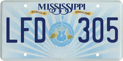 MS license plate LFD305