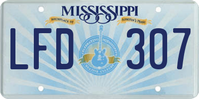 MS license plate LFD307