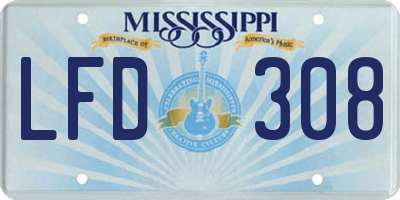 MS license plate LFD308