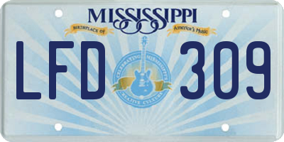 MS license plate LFD309