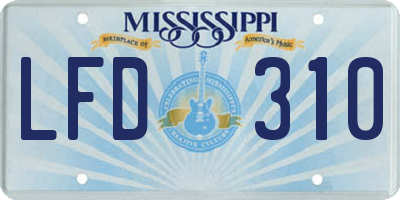 MS license plate LFD310