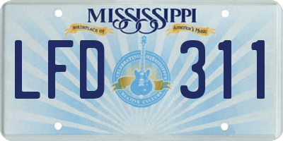 MS license plate LFD311