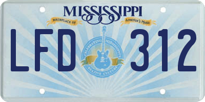 MS license plate LFD312