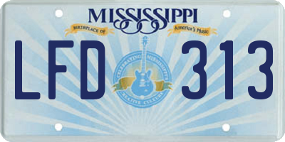 MS license plate LFD313