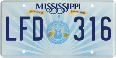 MS license plate LFD316