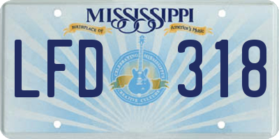 MS license plate LFD318