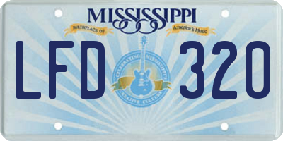MS license plate LFD320