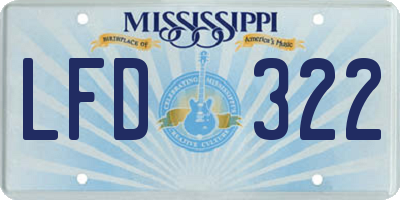MS license plate LFD322