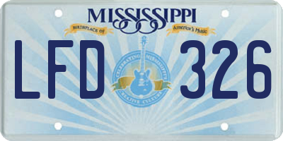 MS license plate LFD326