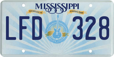 MS license plate LFD328