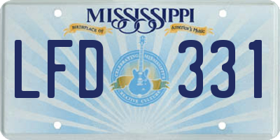 MS license plate LFD331