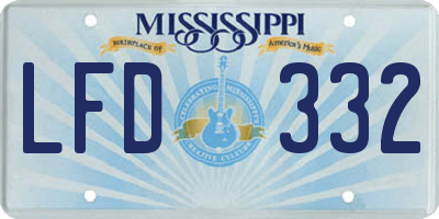 MS license plate LFD332