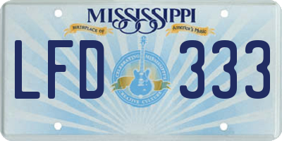 MS license plate LFD333