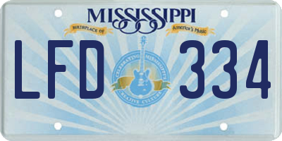 MS license plate LFD334