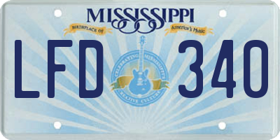 MS license plate LFD340
