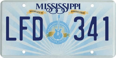 MS license plate LFD341