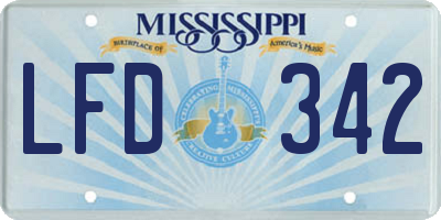 MS license plate LFD342