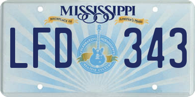 MS license plate LFD343