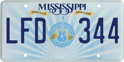 MS license plate LFD344