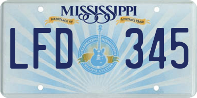 MS license plate LFD345