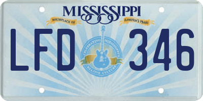 MS license plate LFD346