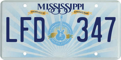 MS license plate LFD347