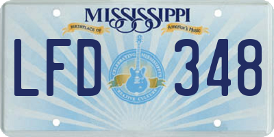 MS license plate LFD348
