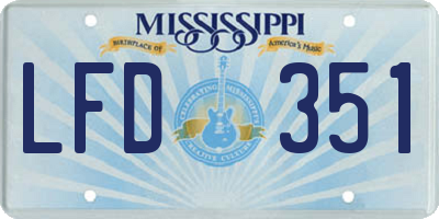 MS license plate LFD351