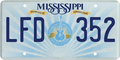 MS license plate LFD352