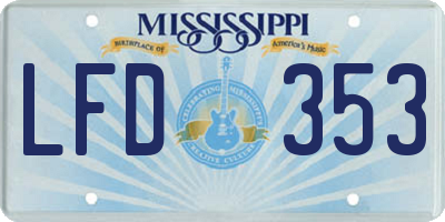 MS license plate LFD353
