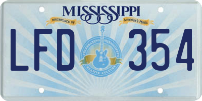 MS license plate LFD354