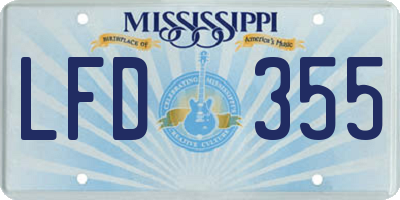 MS license plate LFD355
