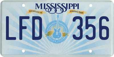 MS license plate LFD356