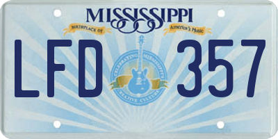 MS license plate LFD357