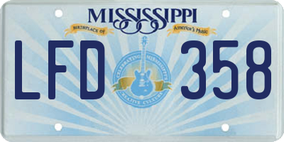 MS license plate LFD358