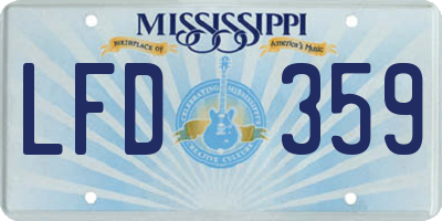 MS license plate LFD359