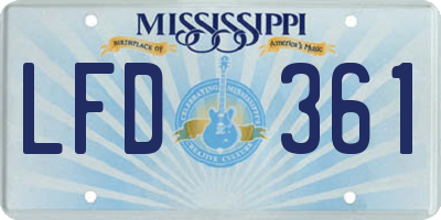 MS license plate LFD361