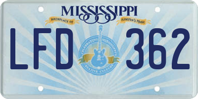 MS license plate LFD362