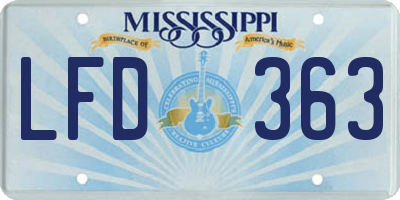 MS license plate LFD363