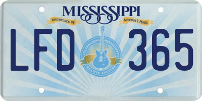 MS license plate LFD365
