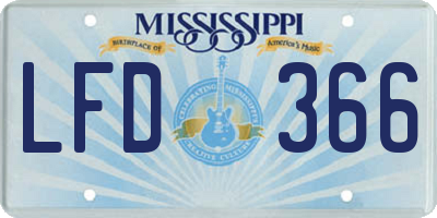 MS license plate LFD366
