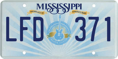 MS license plate LFD371