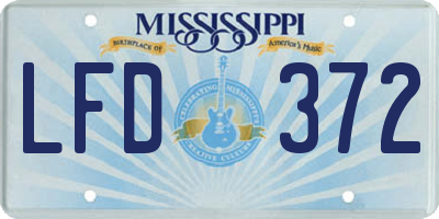MS license plate LFD372