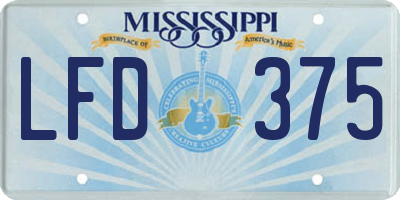 MS license plate LFD375