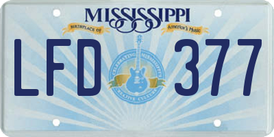 MS license plate LFD377