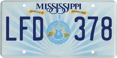 MS license plate LFD378